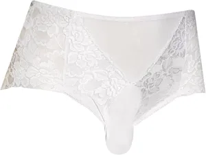 Mens Sexy Underwear Men's Sexy Lace See Through Ball Pouch Boxers Briefs Underpants Panties Valentine's Day Gifts
