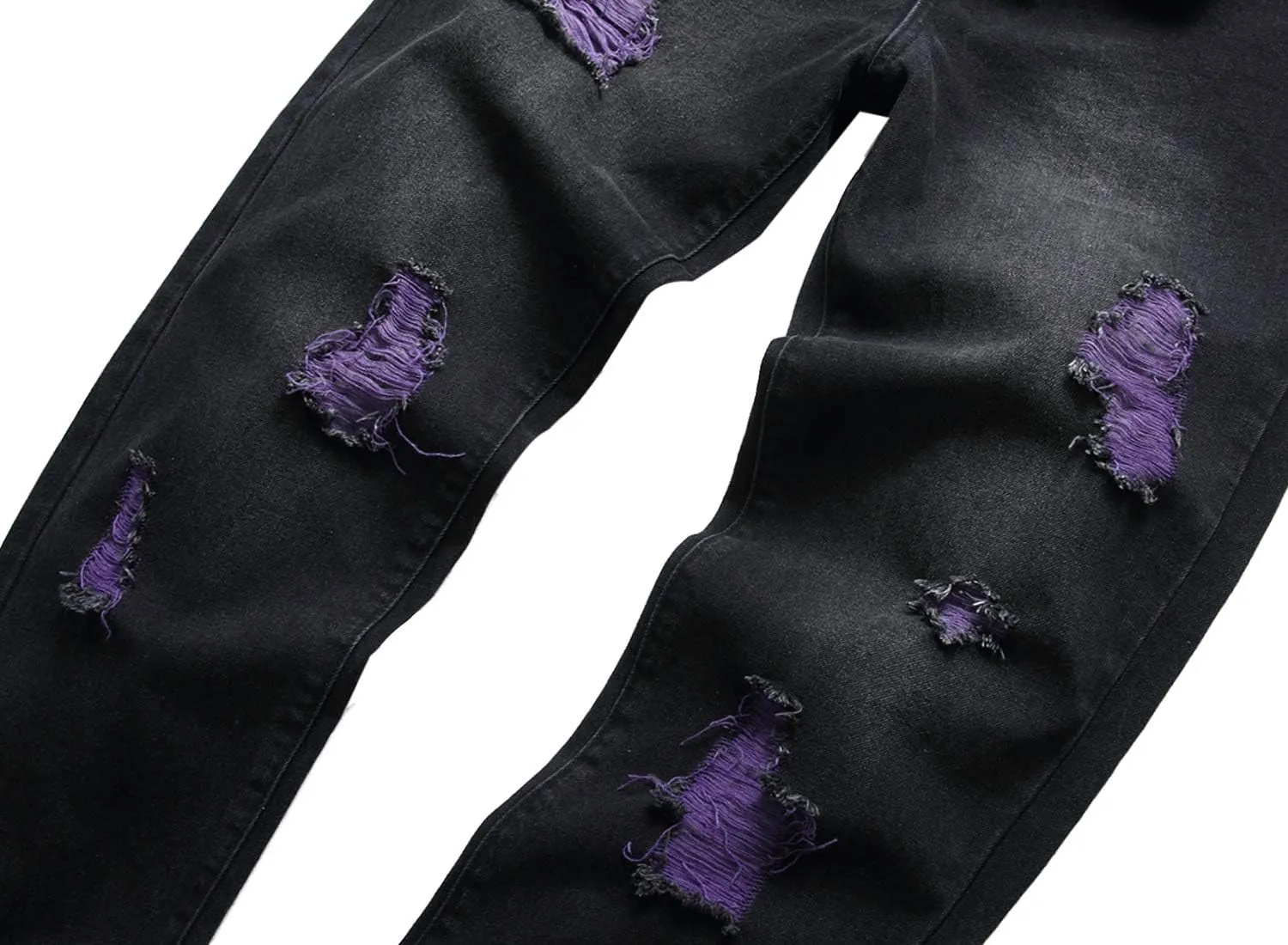 Men's Slim-fit Stretch Denim Jeans Featuring a Ripped Stretch Regular Pants