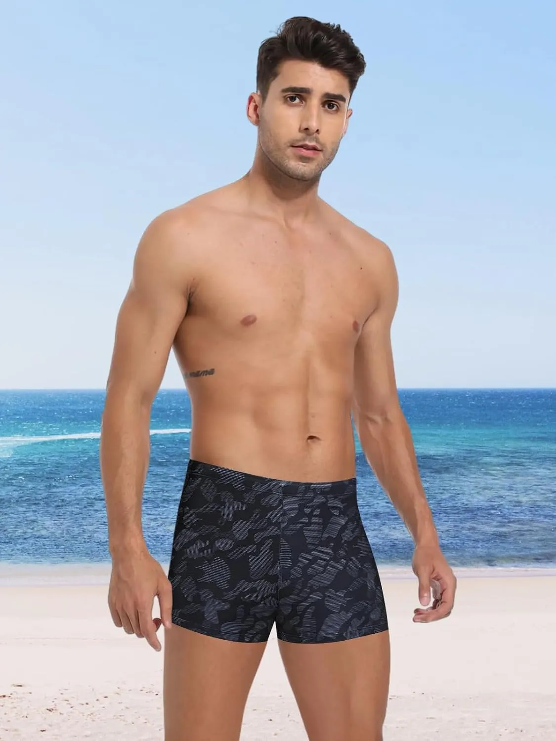 Mens-Swim-Jammers Athletic-Swimwear Quick-Dry-Shorts Durable-Team-Swimsuits - Drawstring Competition Swimming UPF50 
