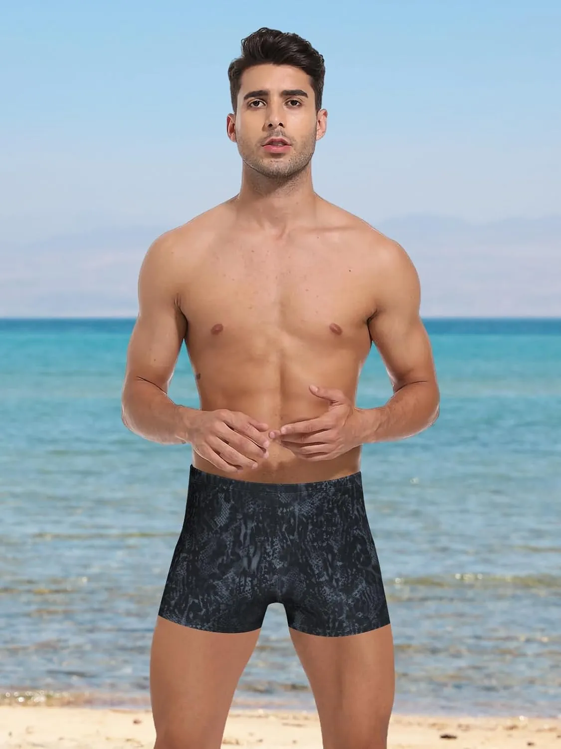Mens-Swim-Jammers Athletic-Swimwear Quick-Dry-Shorts Durable-Team-Swimsuits - Drawstring Competition Swimming UPF50 