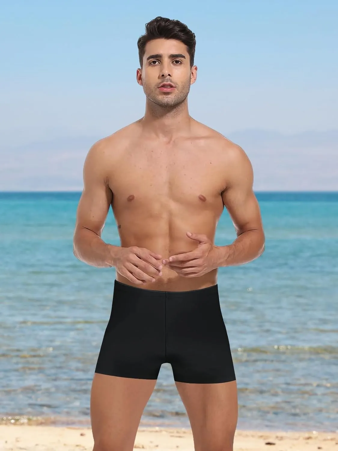 Mens-Swim-Jammers Athletic-Swimwear Quick-Dry-Shorts Durable-Team-Swimsuits - Drawstring Competition Swimming UPF50 