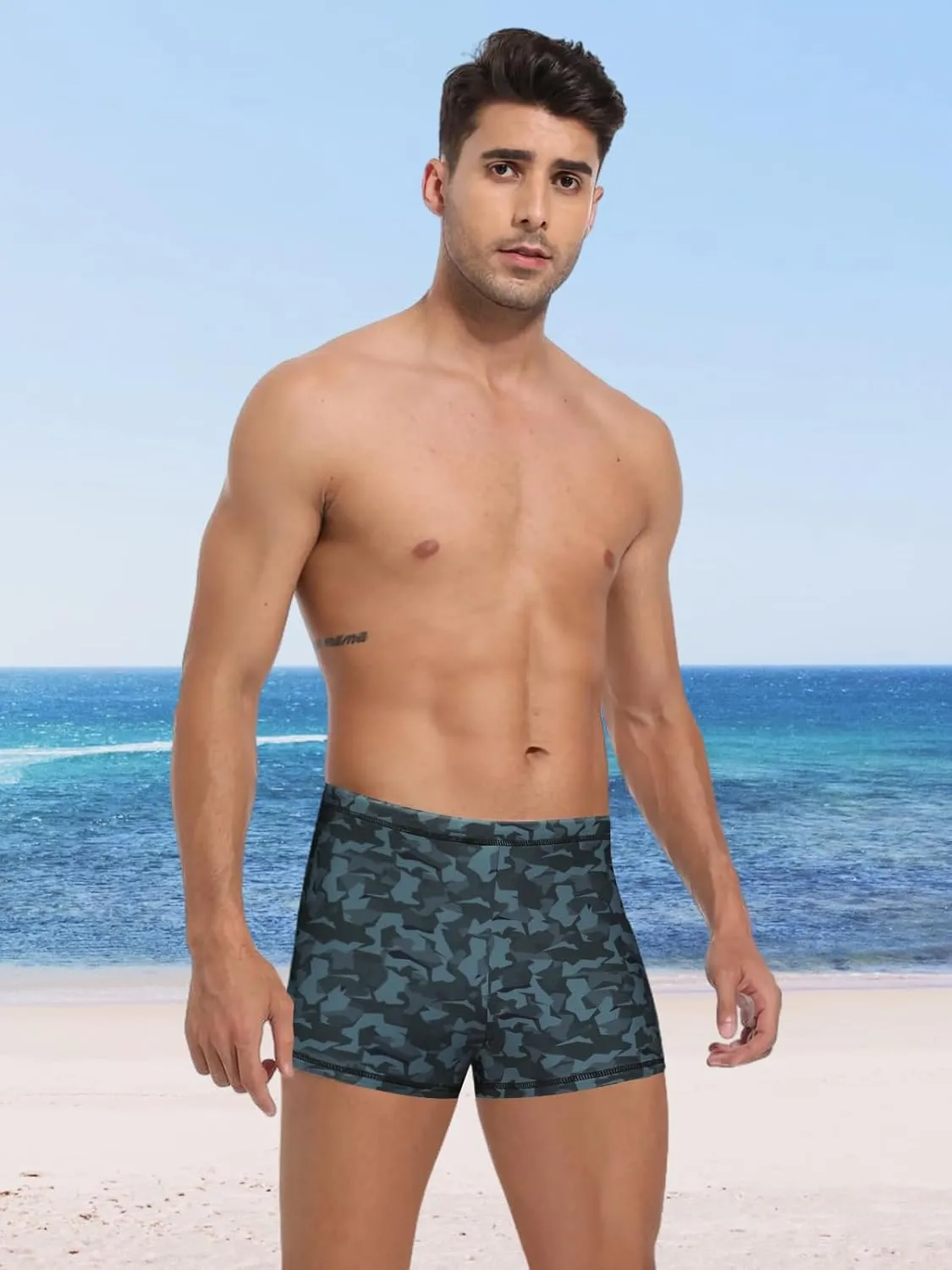 Mens-Swim-Jammers Athletic-Swimwear Quick-Dry-Shorts Durable-Team-Swimsuits - Drawstring Competition Swimming UPF50 