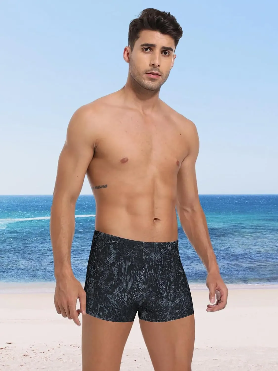 Mens-Swim-Jammers Athletic-Swimwear Quick-Dry-Shorts Durable-Team-Swimsuits - Drawstring Competition Swimming UPF50 