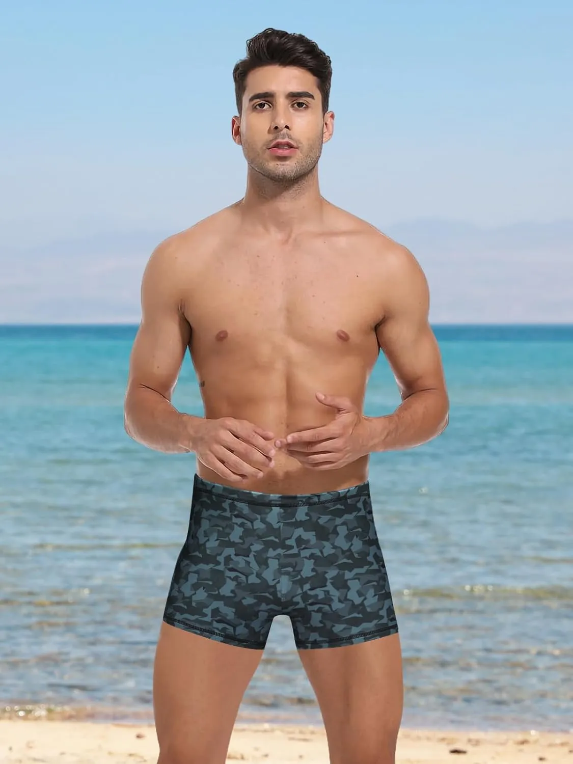 Mens-Swim-Jammers Athletic-Swimwear Quick-Dry-Shorts Durable-Team-Swimsuits - Drawstring Competition Swimming UPF50 