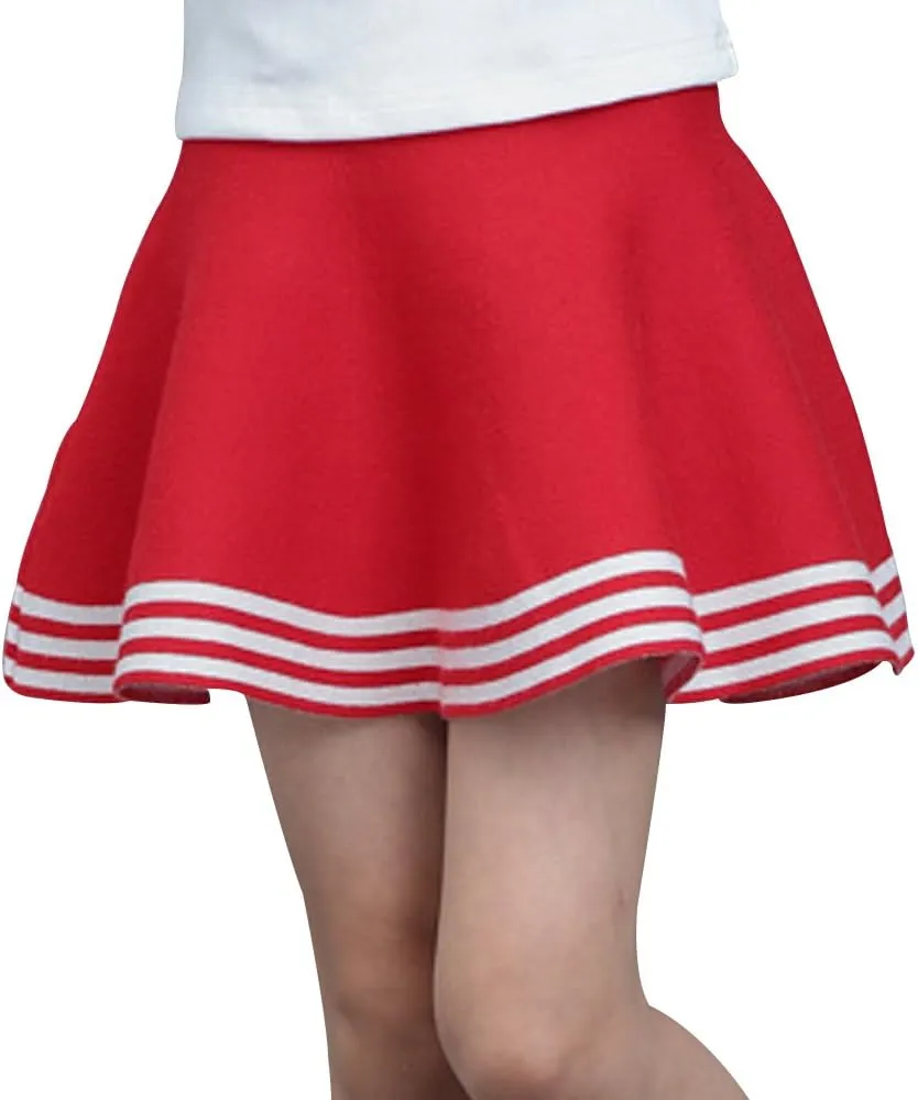 Mesinsefra Little Big Girls' High Waist Knitted Flared Pleated Skirt Casual