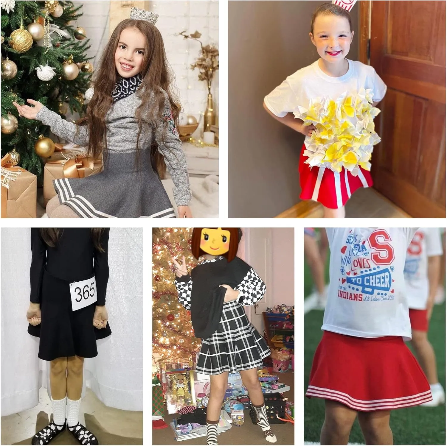Mesinsefra Little Big Girls' High Waist Knitted Flared Pleated Skirt Casual