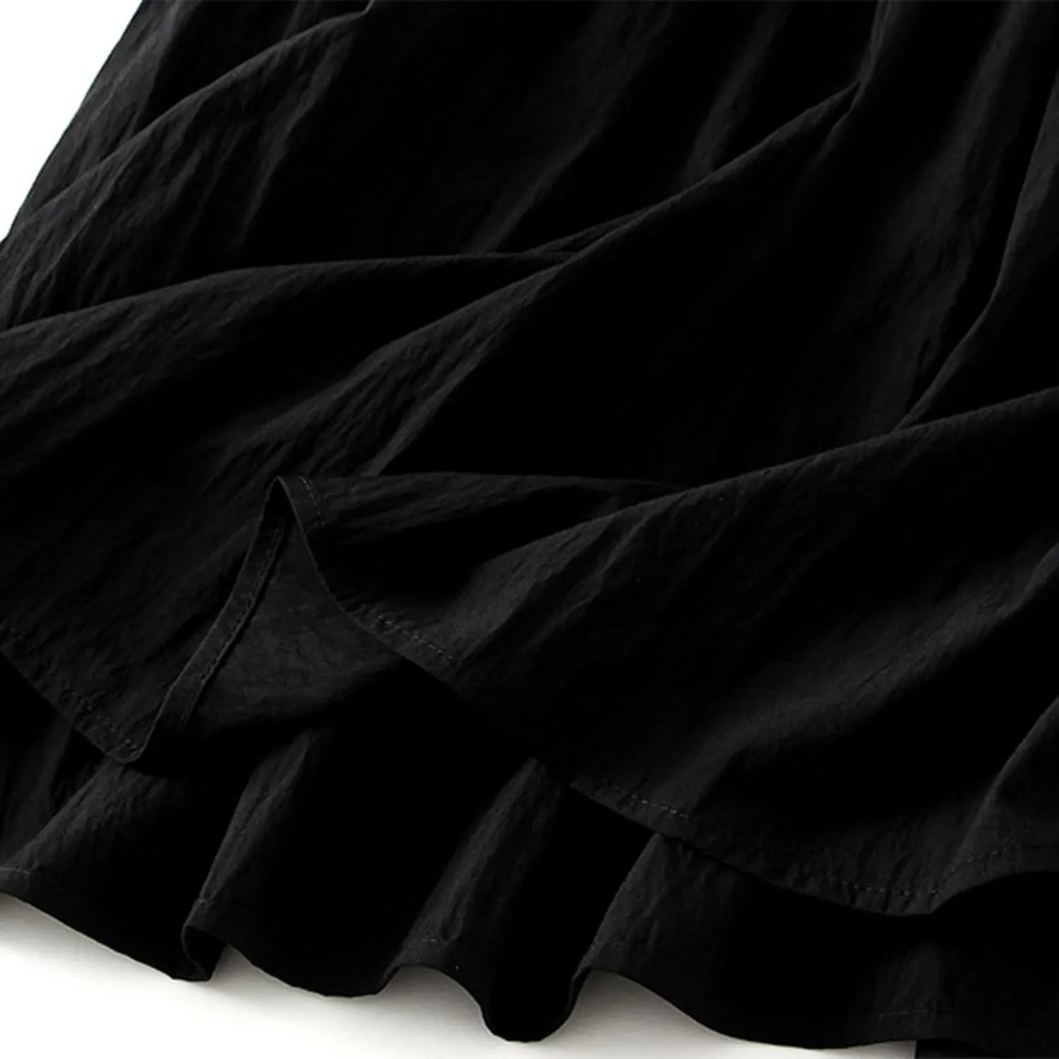 Midi Skirts for Women High Waist Elastic Pleated Casual Long Skirt 2024 Summer Solid Color Loose Flowy A-line Skirts