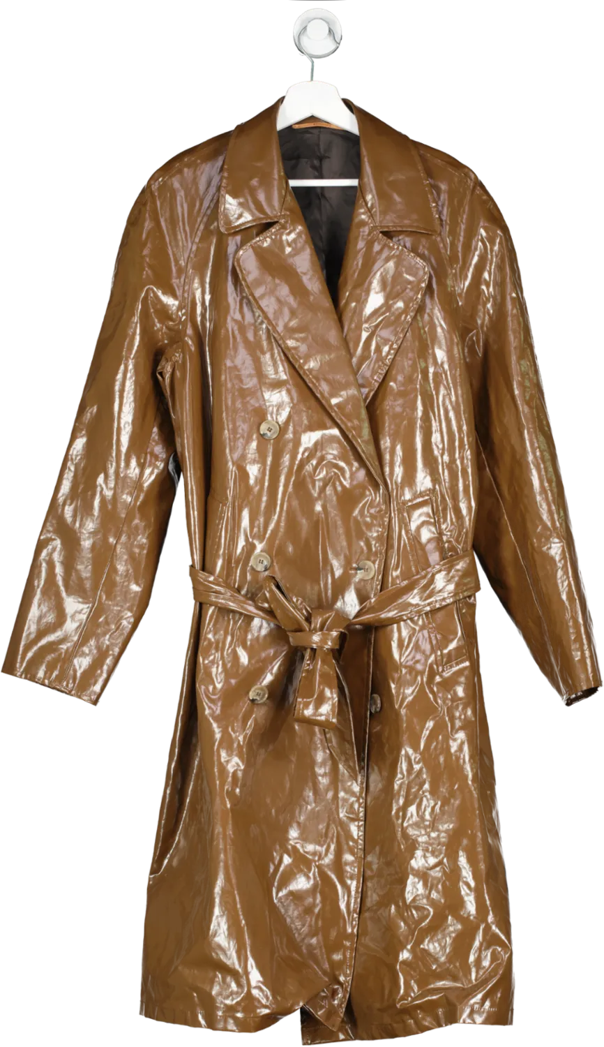 Nanushka Brown Belted Double Breasted Trench Coat UK M