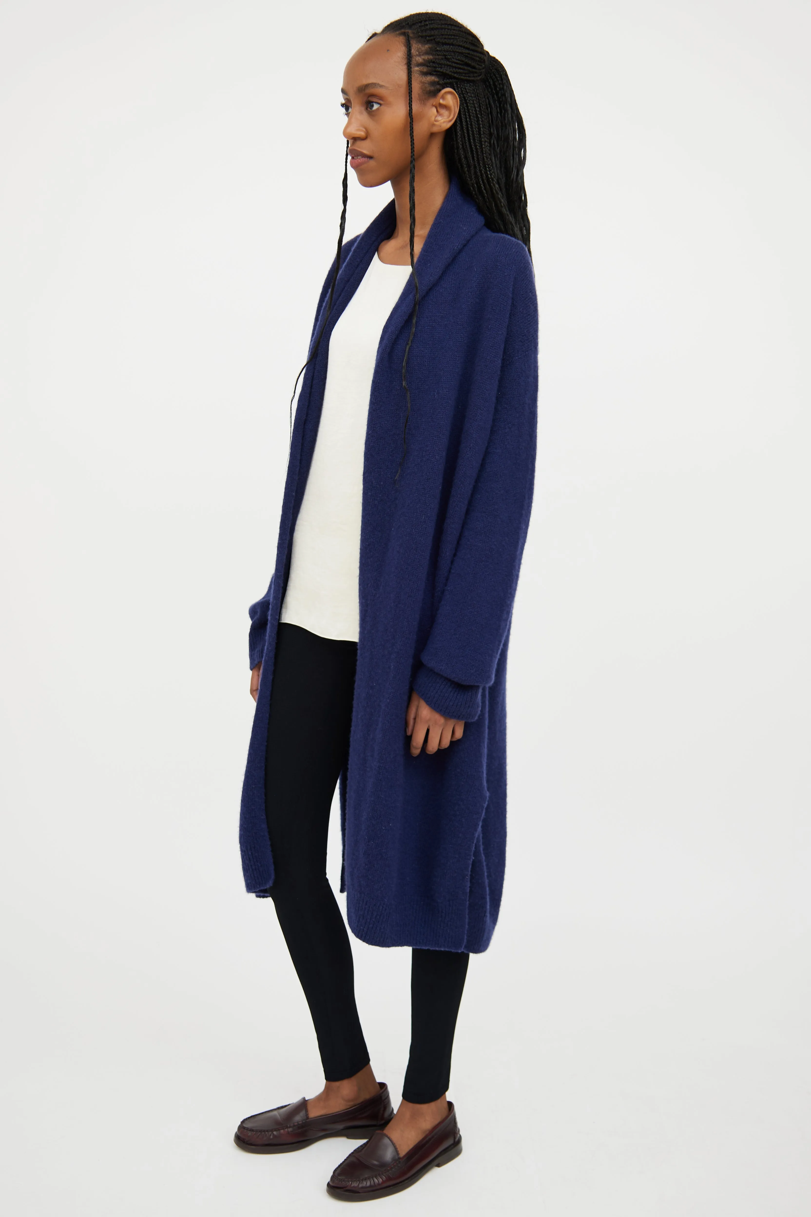 Navy Cashmere Blend Open Cardigan