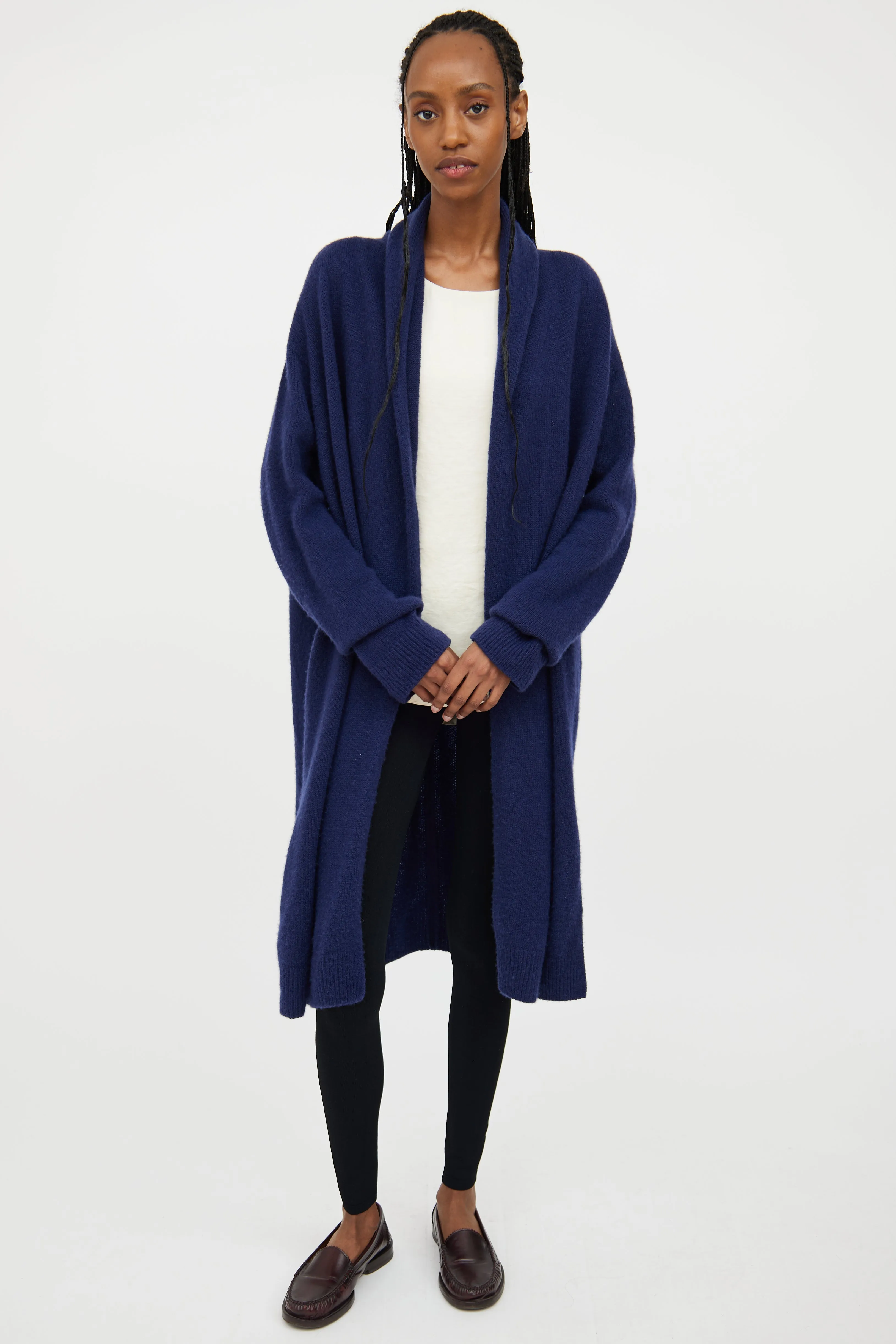 Navy Cashmere Blend Open Cardigan