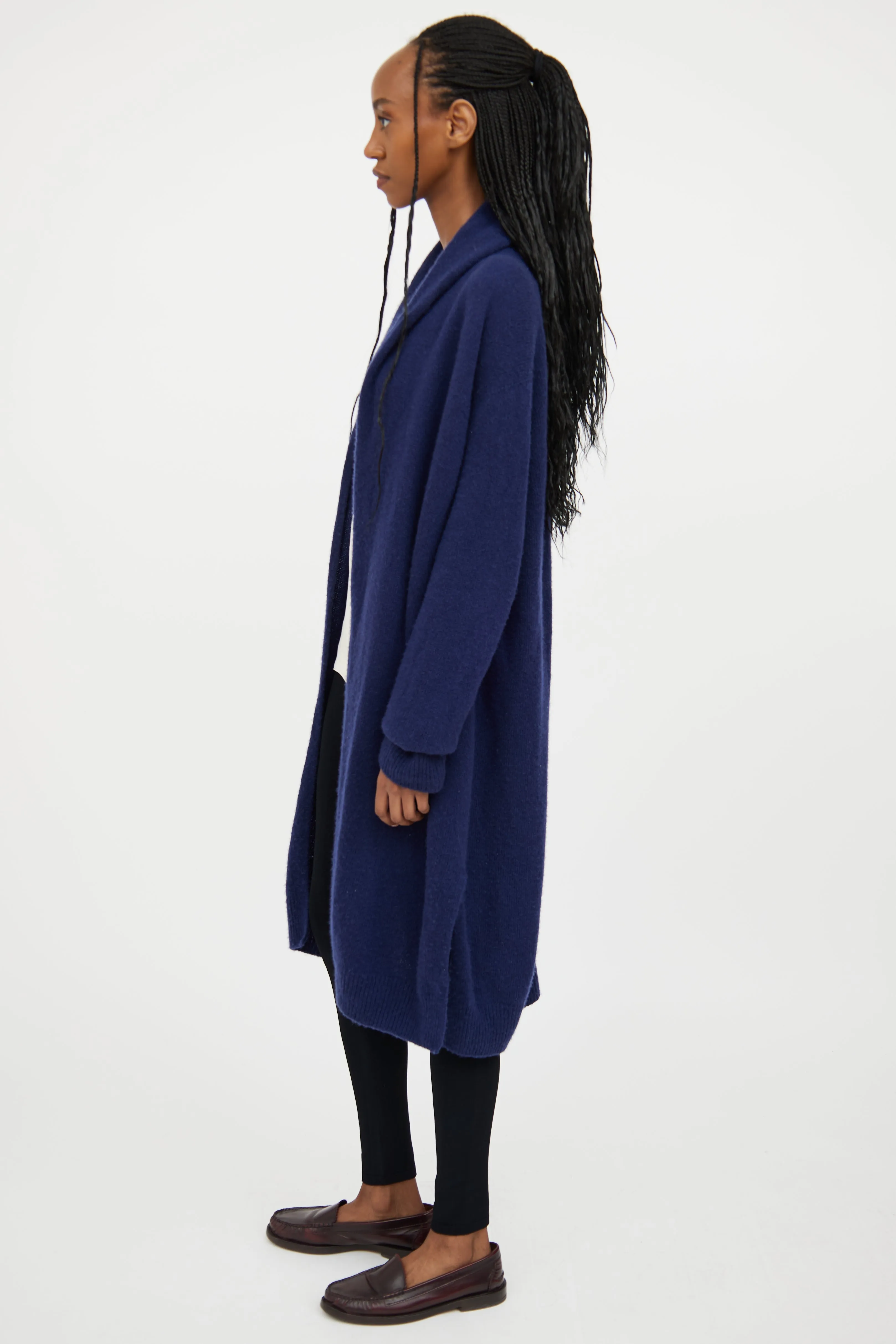 Navy Cashmere Blend Open Cardigan
