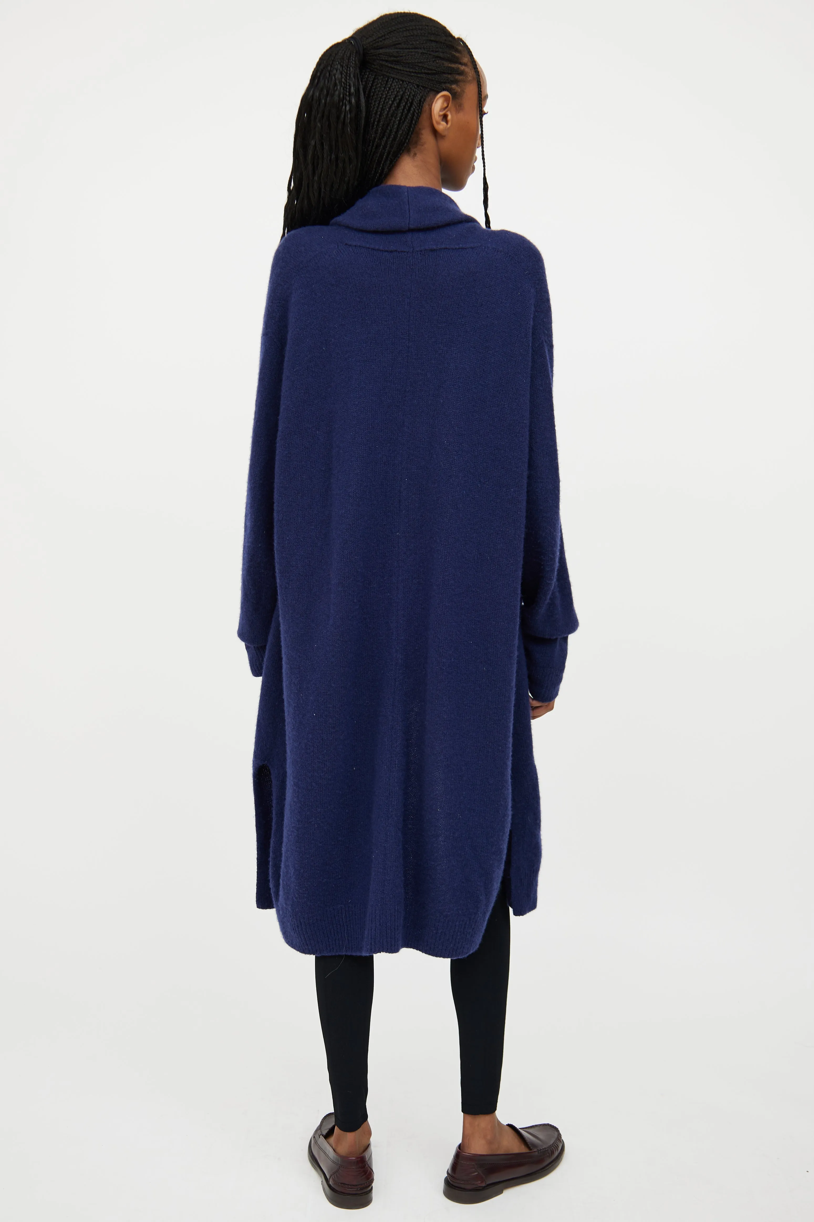 Navy Cashmere Blend Open Cardigan