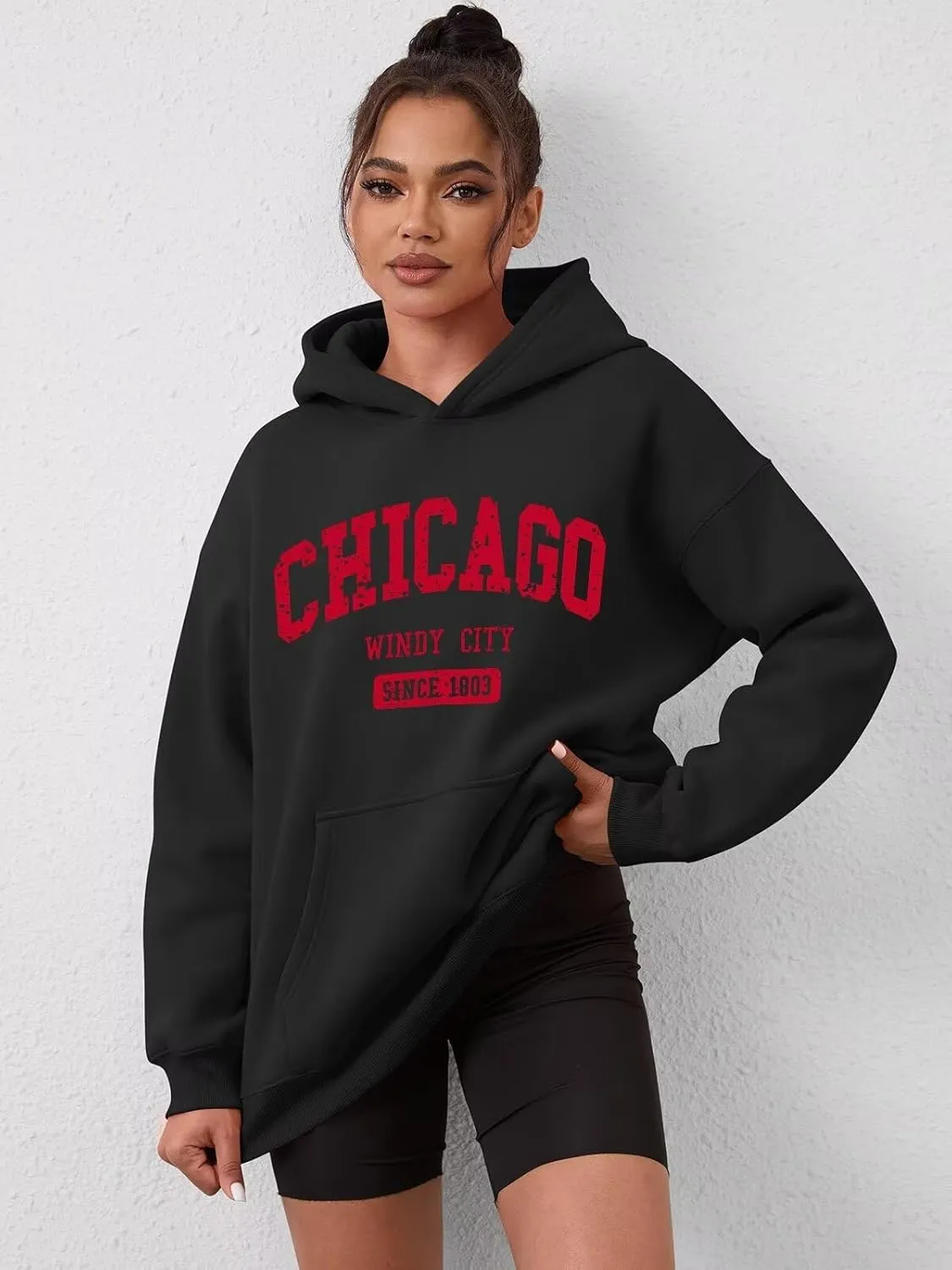 ORANDESIGNE Womens Oversized Letter Print Hoodies Graphic Fleece Sweatshirts Long Sleeve Pullover with Pocket 2025