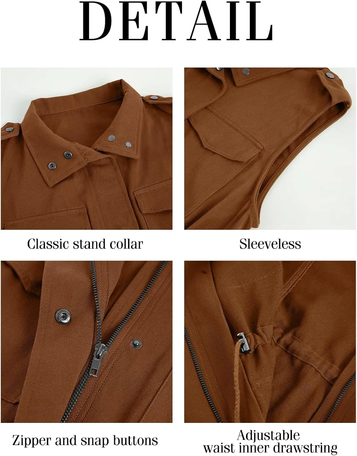 Pepochic Womens Military Jacket Zip Up Snap Buttons Lightweight Utility Anorak Field Safari Coat Outwear