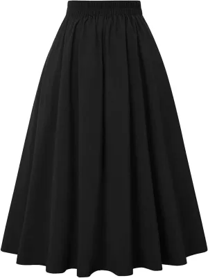 Pleated Skirts for Women Trendy 2025 A-Line Casual Midi Skirt High Rise Cinch Waisted Button Down Skirt 2025 Outfit