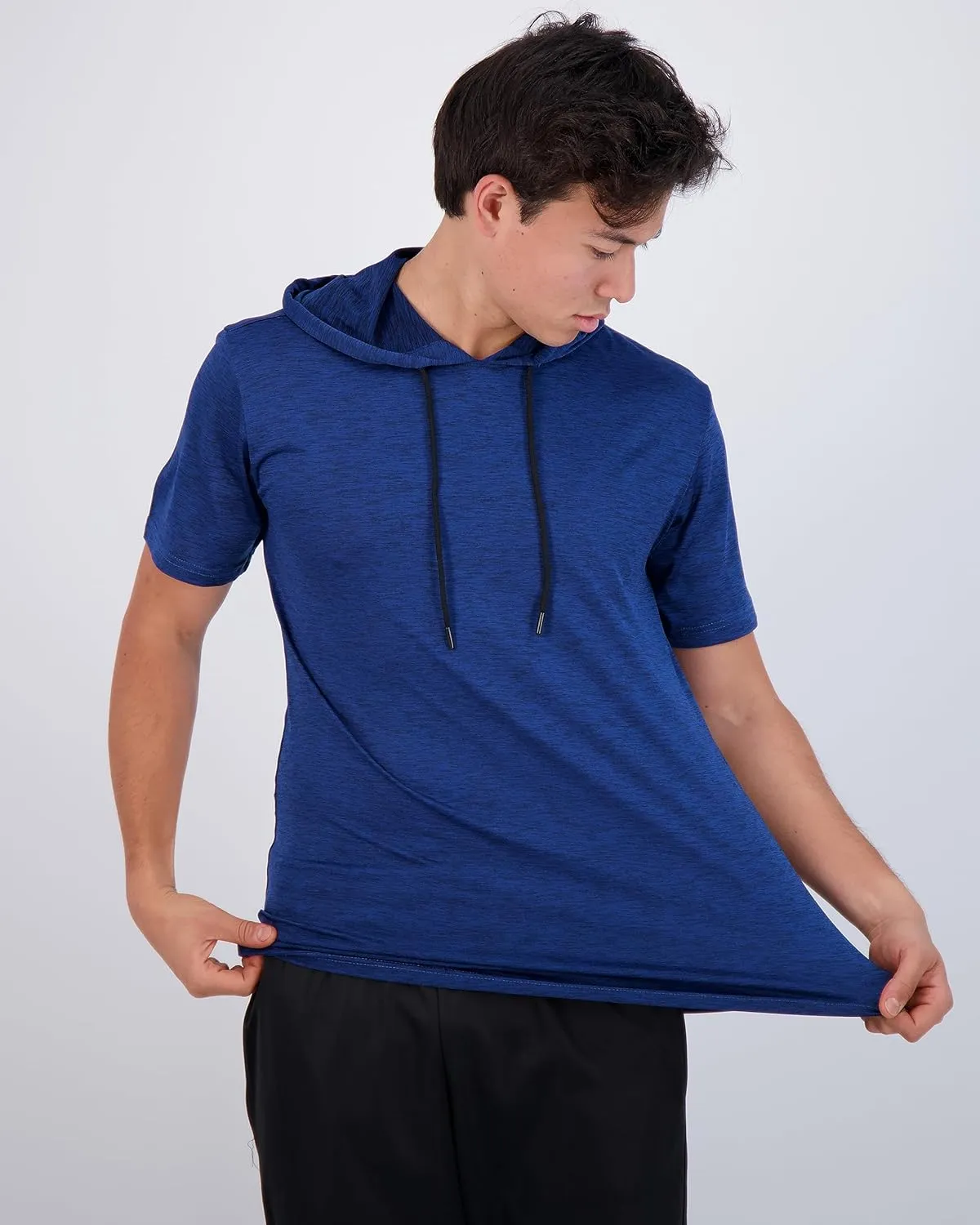 Real Essentials 3 Pack: Men's Dry Fit Short Sleeve Active Athletic Hoodie Pullover Sweatshirt (Available in Big & Tall)