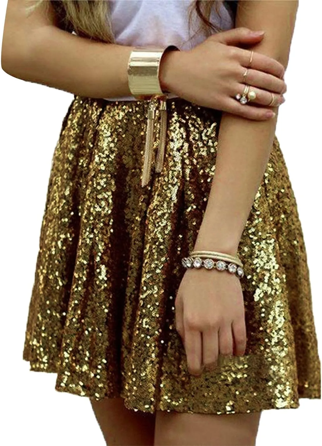 Sequin Skirt Black Short High Waist Pleated Skirts for Women Flare Fashion 2024 Sparkly Skirt Rave Festival