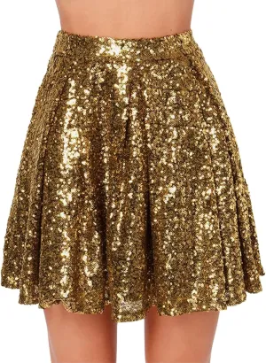Sequin Skirt Black Short High Waist Pleated Skirts for Women Flare Fashion 2024 Sparkly Skirt Rave Festival