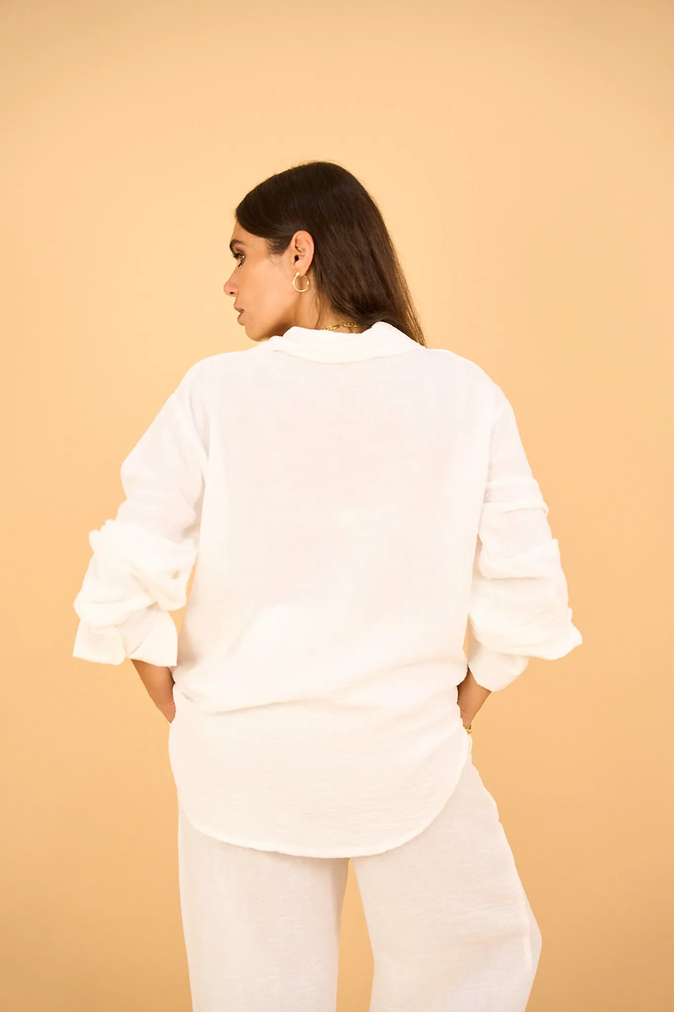 SIENNA - Relaxed-Fit White Button-Down Shirt  Linen Blend