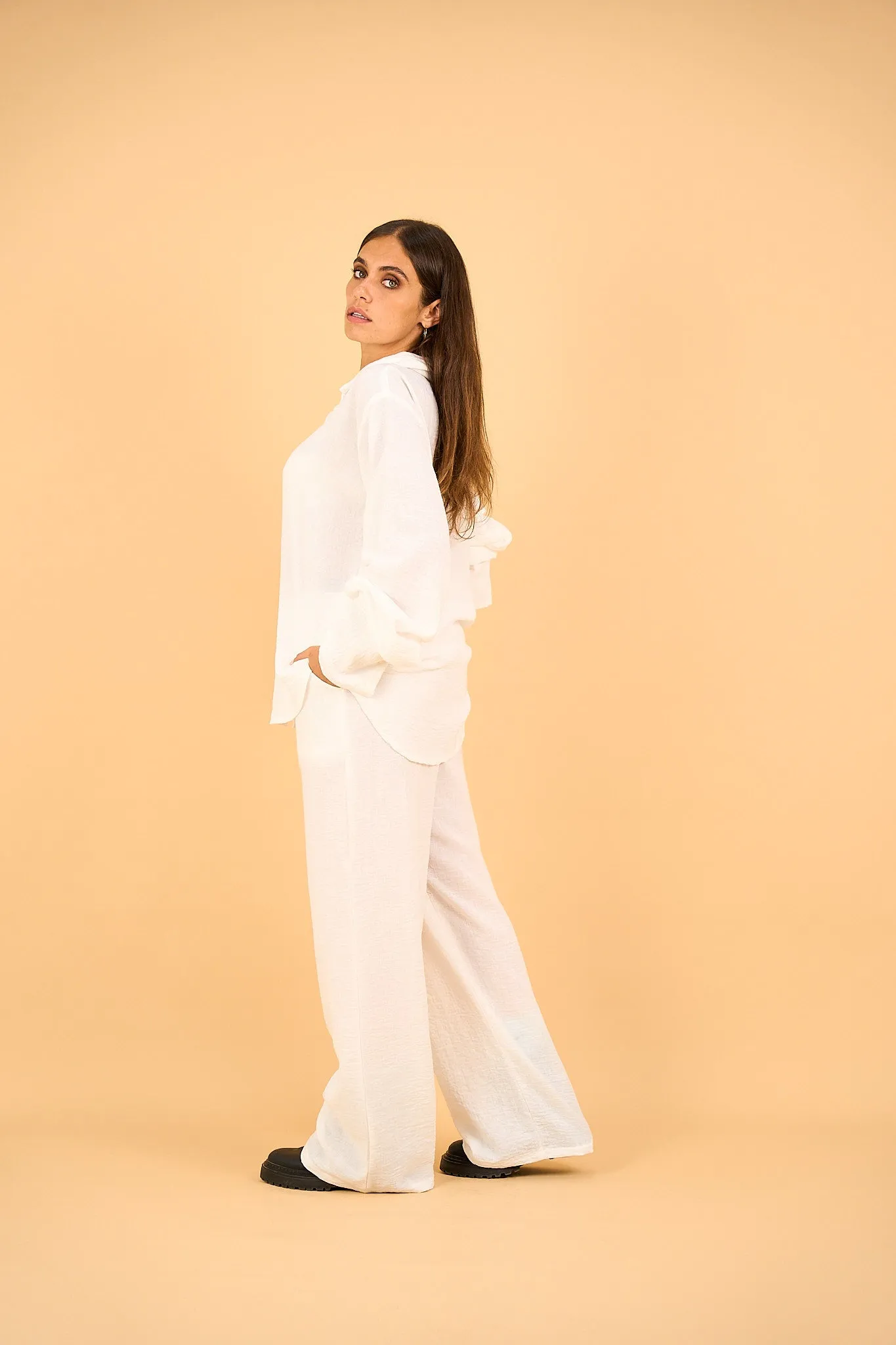 SIENNA - Relaxed-Fit White Button-Down Shirt  Linen Blend