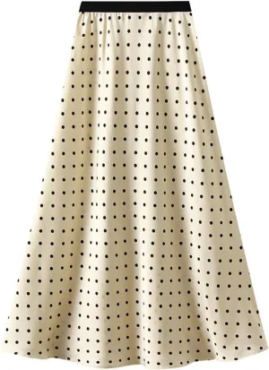 Skirts for Women 2024 Summer High Waist Midi Skirts Polka Dot Pleated Skirt Casual Boho A-Line Swing Flowy Long Skirt