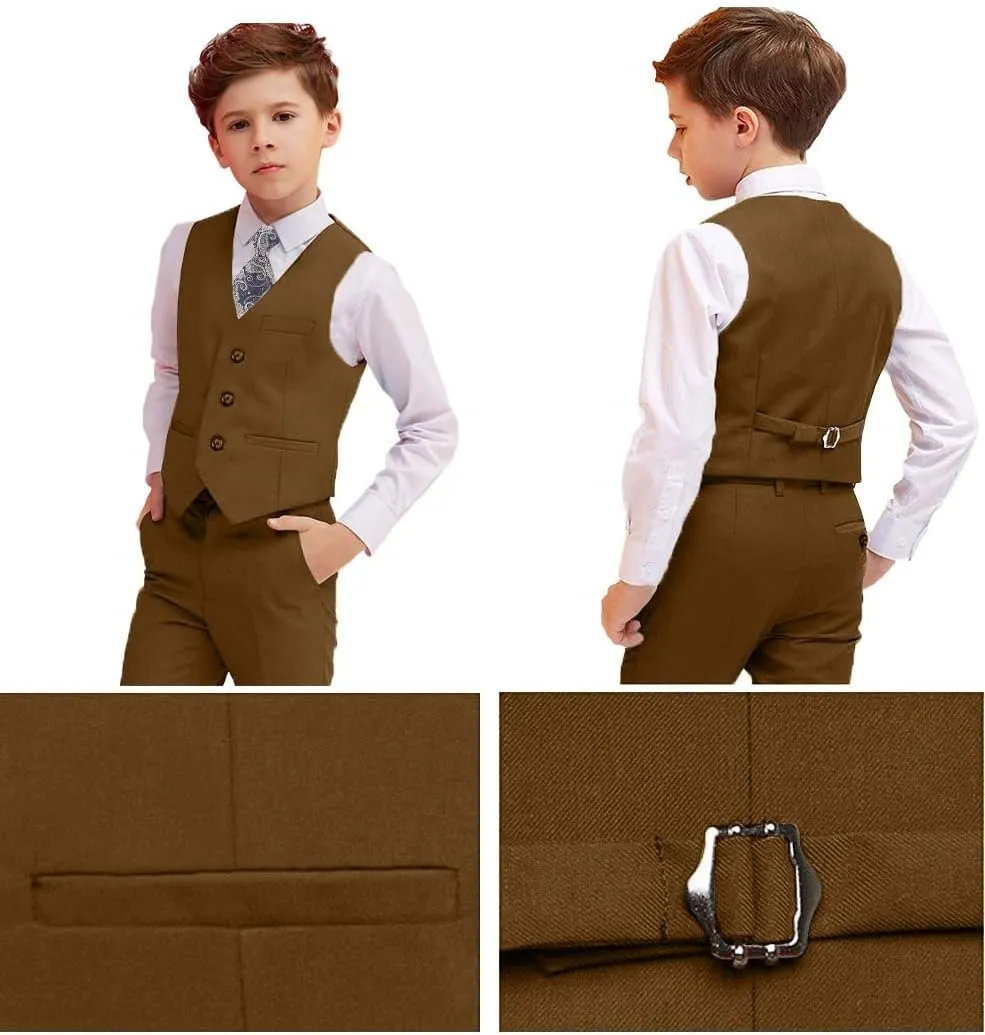 Suits for Boy Slim Fit Formal Dress Outfit Toddler Suit Blazer Vest Pants Kis Tuxedos