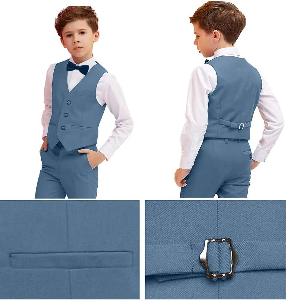 Suits for Boy Slim Fit Formal Dress Outfit Toddler Suit Blazer Vest Pants Kis Tuxedos