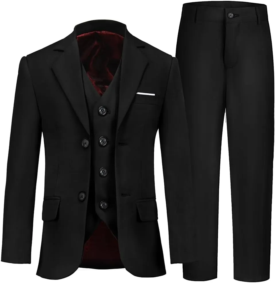 Suits for Boy Slim Fit Formal Dress Outfit Toddler Suit Blazer Vest Pants Kis Tuxedos