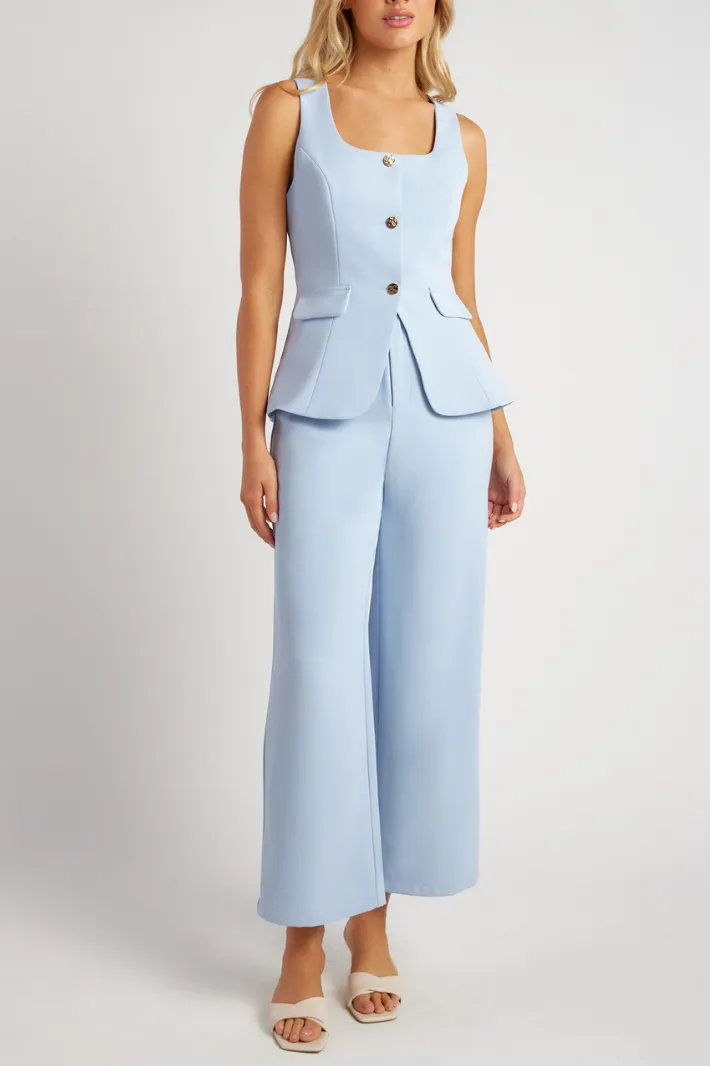 TEEVA TOP & WIDE PANTS SET - Blue