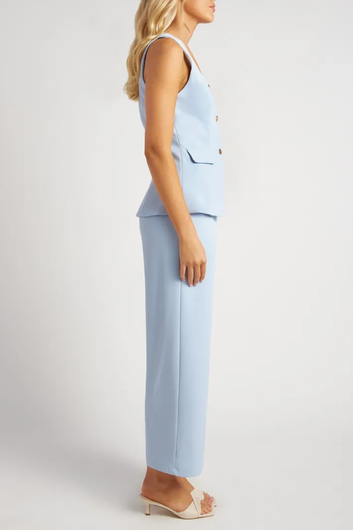 TEEVA TOP & WIDE PANTS SET - Blue