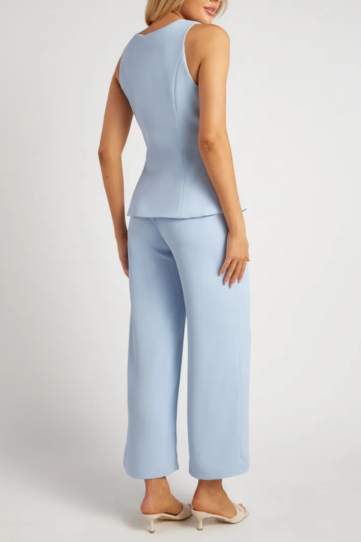 TEEVA TOP & WIDE PANTS SET - Blue