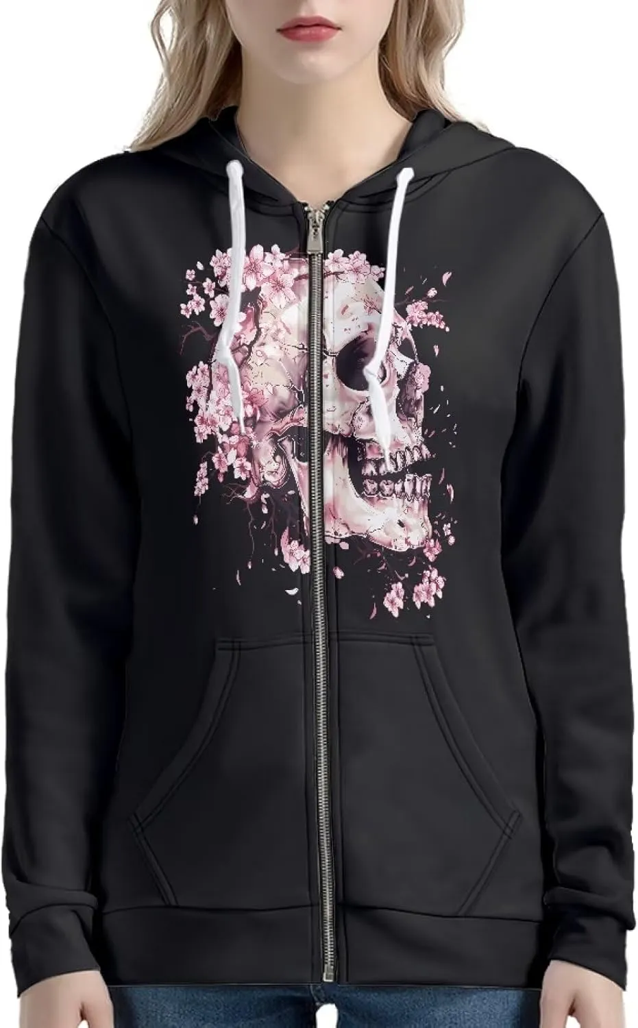 Thin Oversized Zip Up Hoodie with Pockets Women Lightweight Sweater Graphic Sweatshirts for Women Size XS-5XL