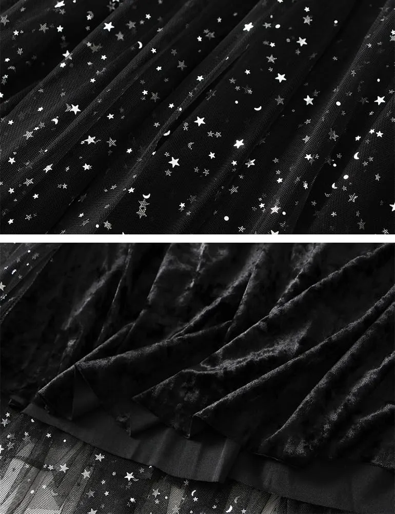 Women's Asymmetrical Tulle Sparkly Skirt High Waisted Layered Mesh Midi Pleated Skirt