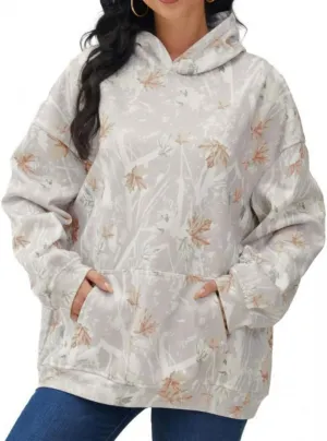 Womens Camo Hoodies Maple Leaf Print Oversized Hooded,Camo Hoodies for Women Maple Leaf Print Hooded Sweatshirt