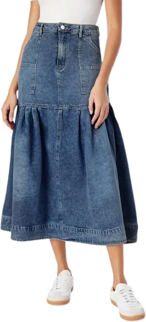 Women's Casual Denim Skirts Summer Midi Jean Skirts Stretch High Waisted Vintage Denim Dress 2025 Trendy with Pockets