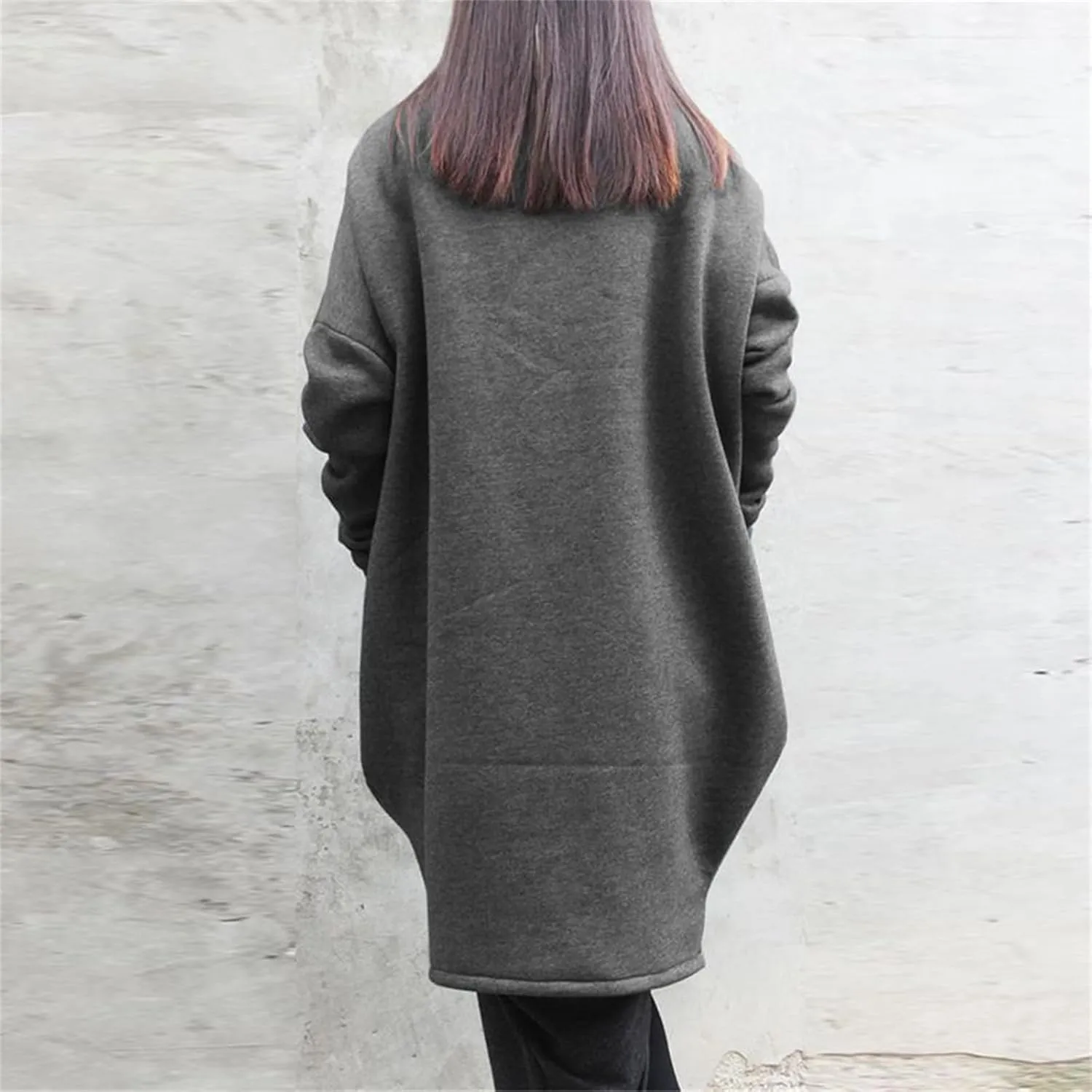 Women's Casual Oversized Hoodies Long Tunic Sweatshirts Jackets Plus Size Zip up Hoodie with Pockets