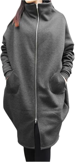 Women's Casual Oversized Hoodies Long Tunic Sweatshirts Jackets Plus Size Zip up Hoodie with Pockets