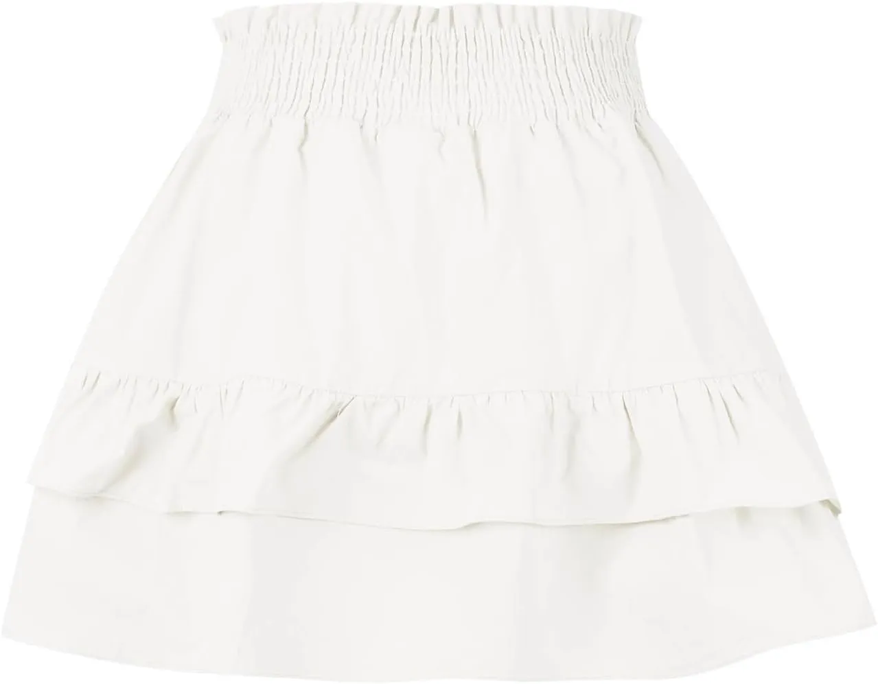 Women's High Waist Cotton Mini Skirts Flowy Ruffle Casual A-Line Short Skirt Summer Layered Pleated Beach Skirt