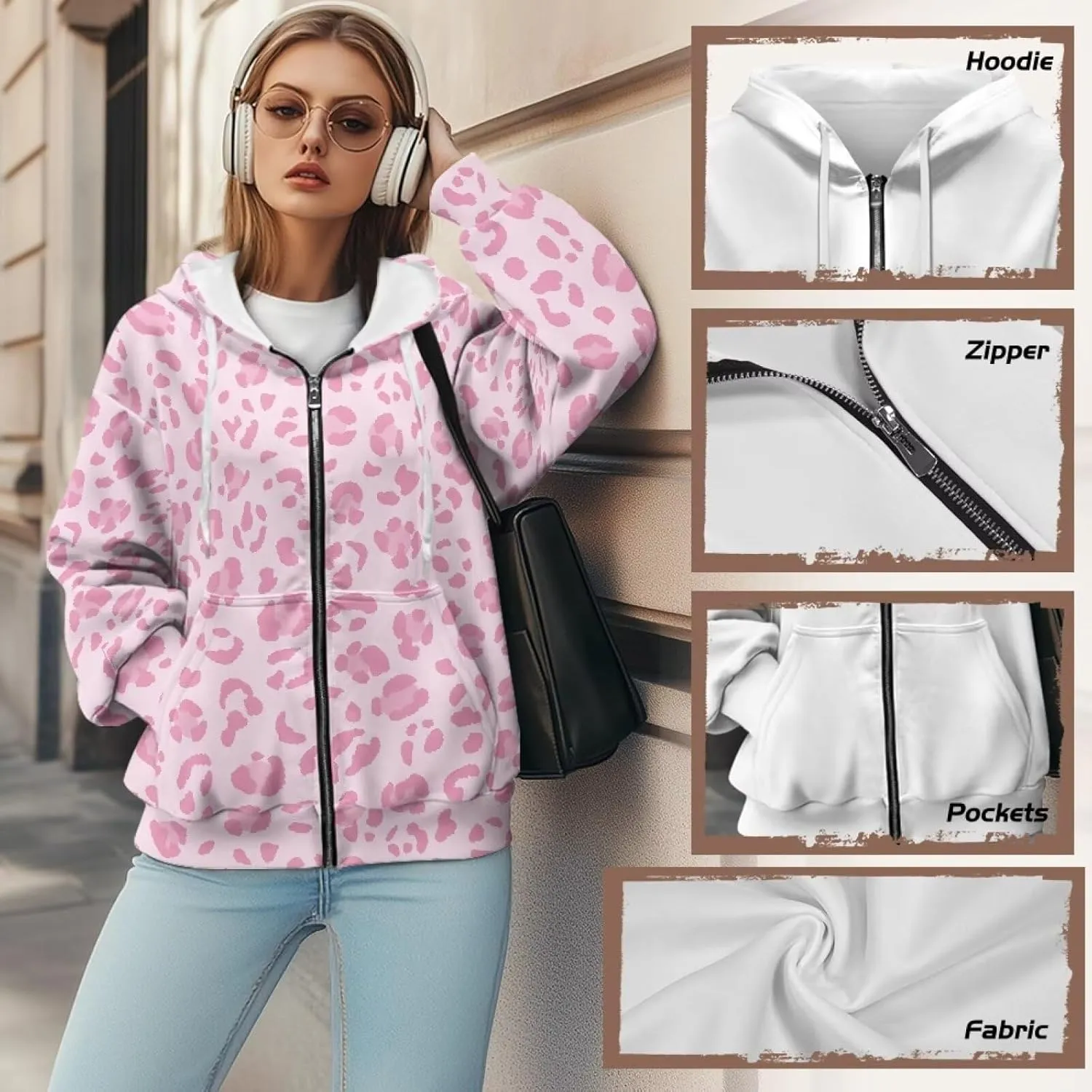 Womens Hoodies Full Zip Long Sleeve Oversized Lightweight Fall Workout Outfits Valentine's Prints