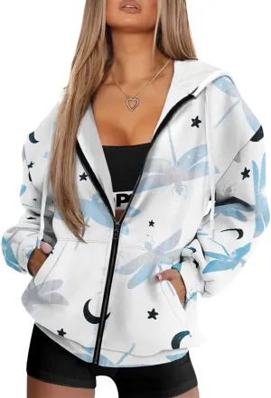 Womens Hoodies Full Zip Long Sleeve Oversized Lightweight Fall Workout Outfits Valentine's Prints