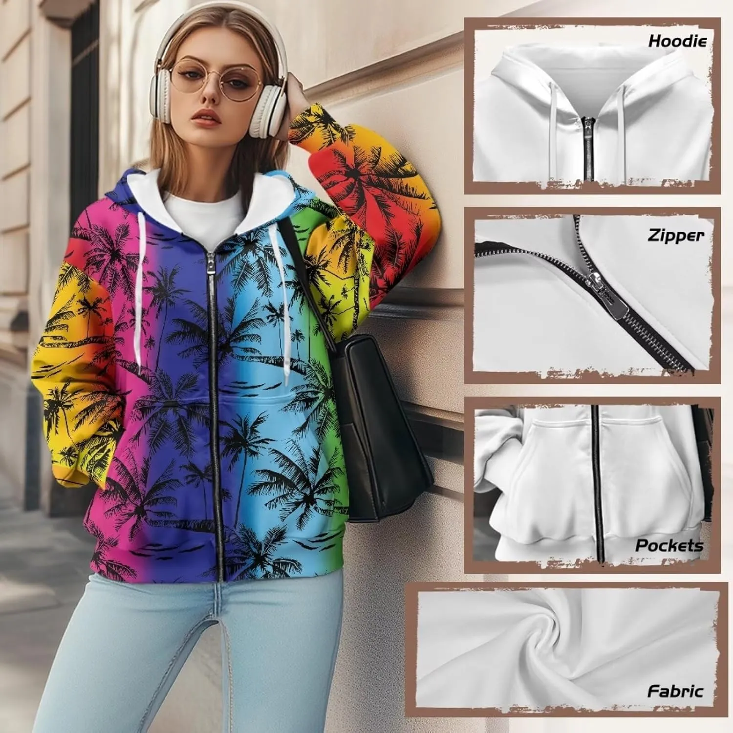 Womens Hoodies Full Zip Long Sleeve Oversized Lightweight Fall Workout Outfits Valentine's Prints