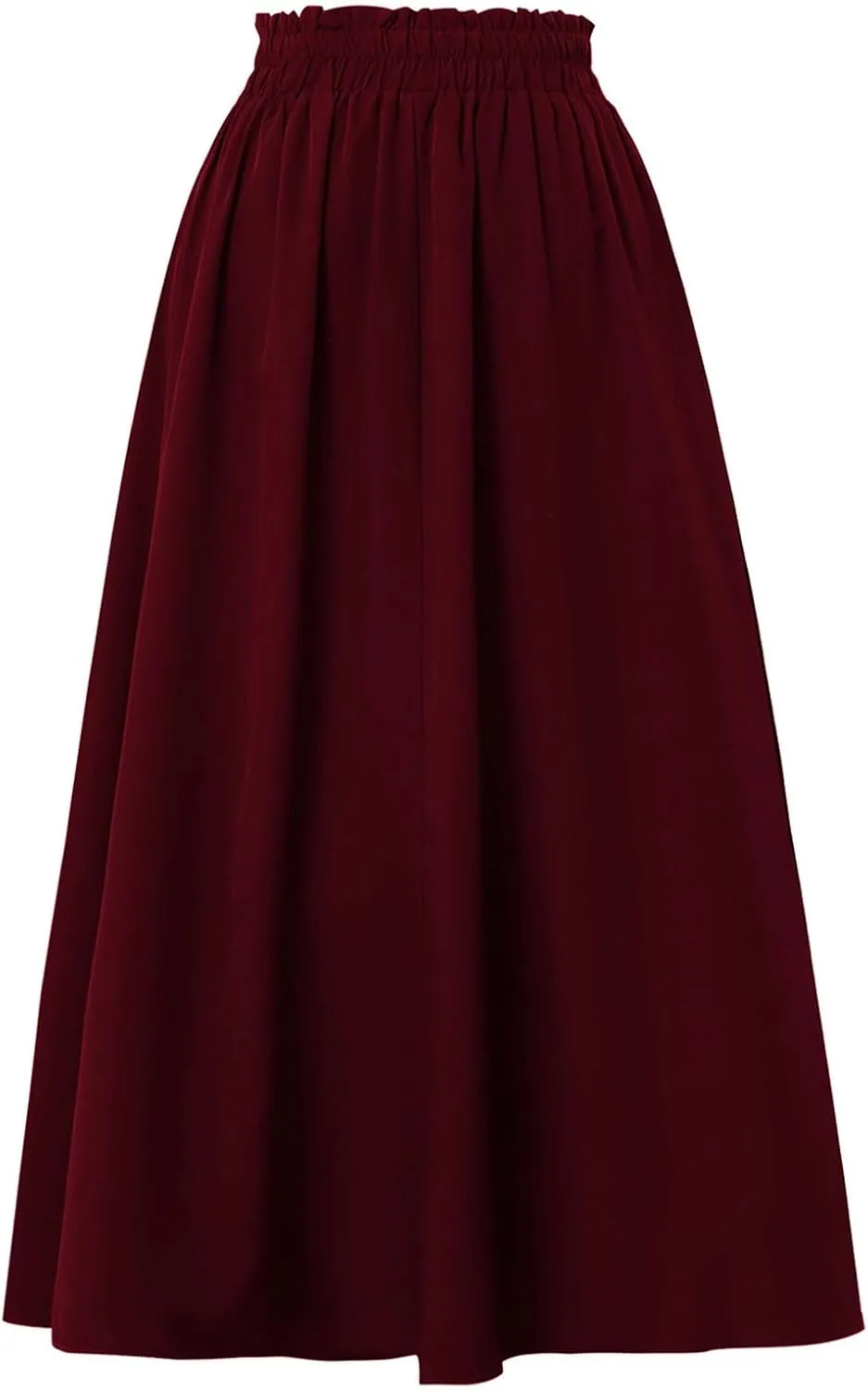 Women's Maxi Skirt Summer Trendy Elastic High Waisted Boho Casual Beach Flowy Swing Long Skirts with Pockets