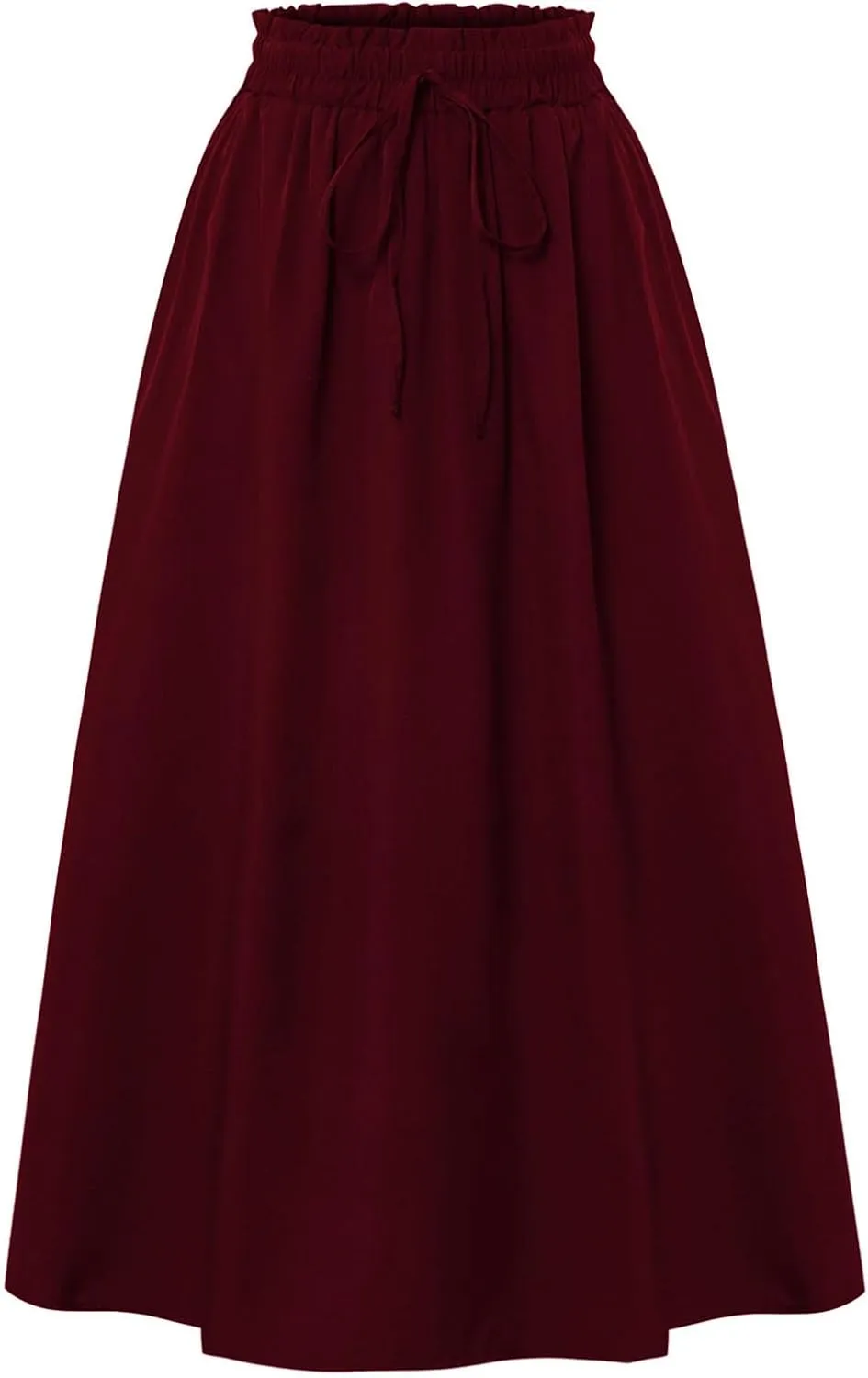 Women's Maxi Skirt Summer Trendy Elastic High Waisted Boho Casual Beach Flowy Swing Long Skirts with Pockets