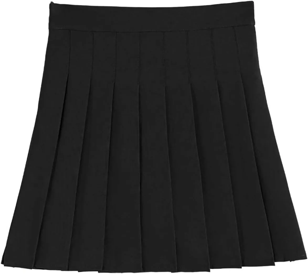 Womens Stretchy Pleated Skirt Comfort High Waist Cheerleader School Skirt Pleated Skirts for Women