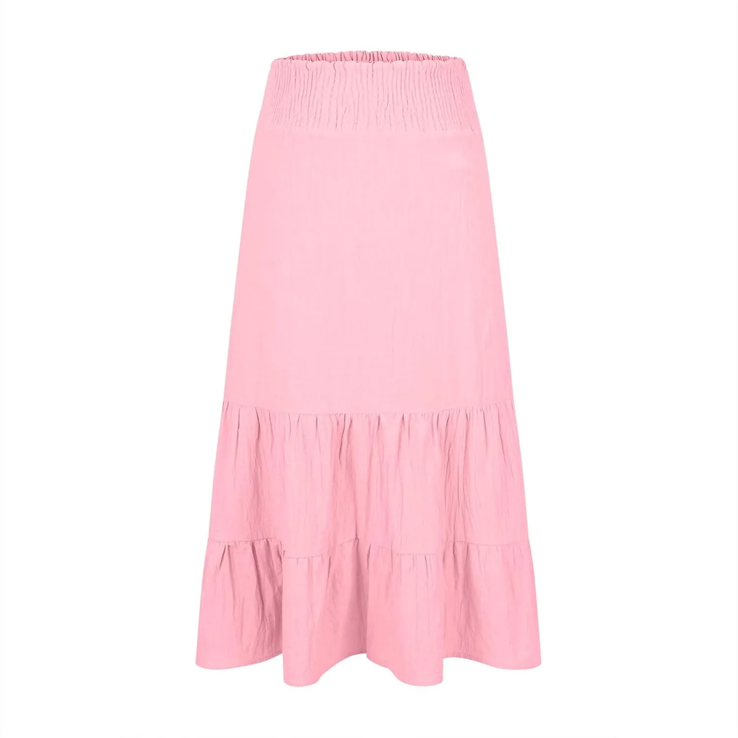 Women's Summer Comfy Tiered Skirts Elastic High Waisted A-Line Skirts Casual Beach Vacation Flowy Long Skirts