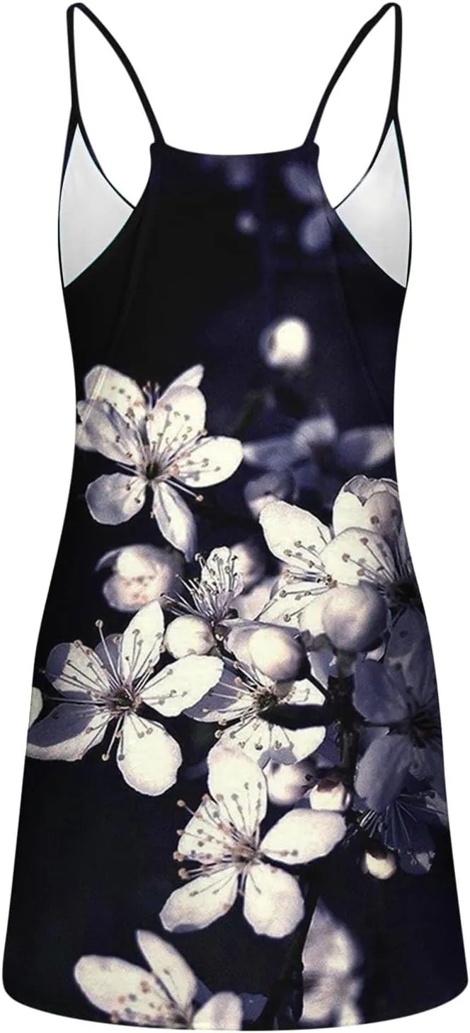Womens Summer Dresses 2025 Trendy Boho Floral Print Cute Sundress Oversized Sleeveless Sexy Beach Vacation Mini Dress