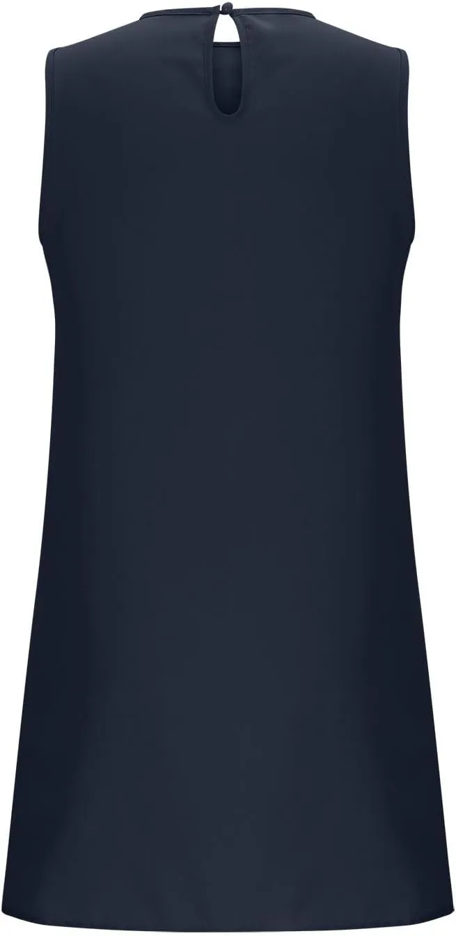Womens Summer Dresses Casual Sleeveless Ruffle Hem Mini Dress Crewneck T Shirt Sundresses 2025 Loose Vacation Dress
