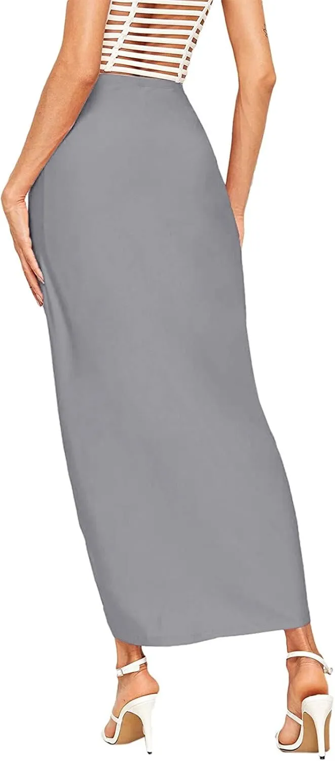 Wrap Women's Draped Skirt High Waist Slit Maxi Solid Elastic Asymmetrical Casual Skirt Maxi Skirt