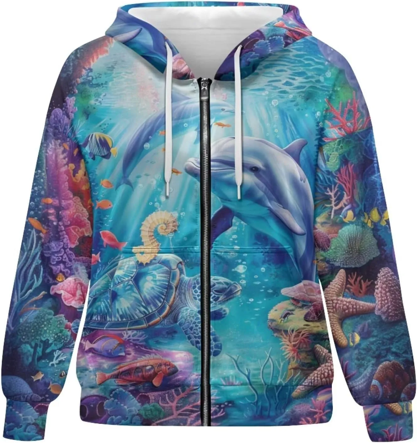 Xpyiqun Zip Up Hoodie Womens Graphic Hoodies Long Sleeve Drawstring Hooded Sweatshirts Fall Jacket with Pockets
