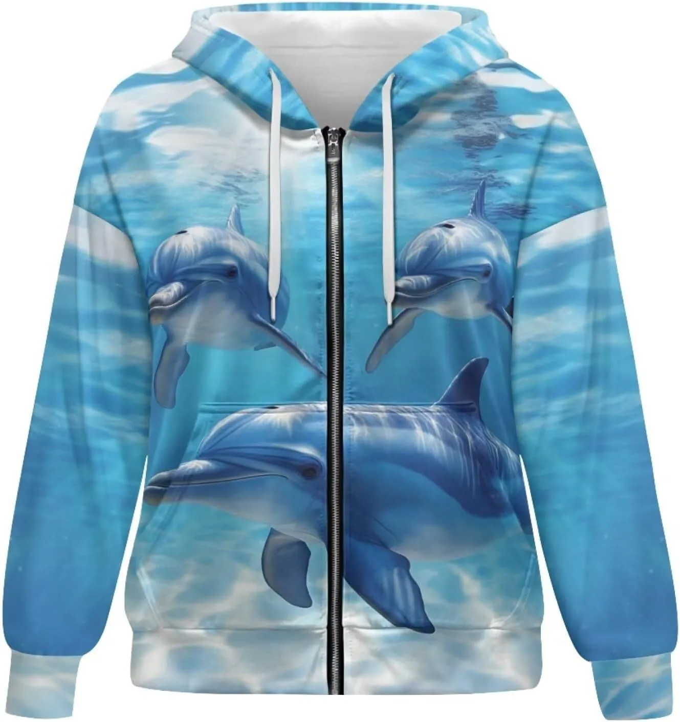 Xpyiqun Zip Up Hoodie Womens Graphic Hoodies Long Sleeve Drawstring Hooded Sweatshirts Fall Jacket with Pockets